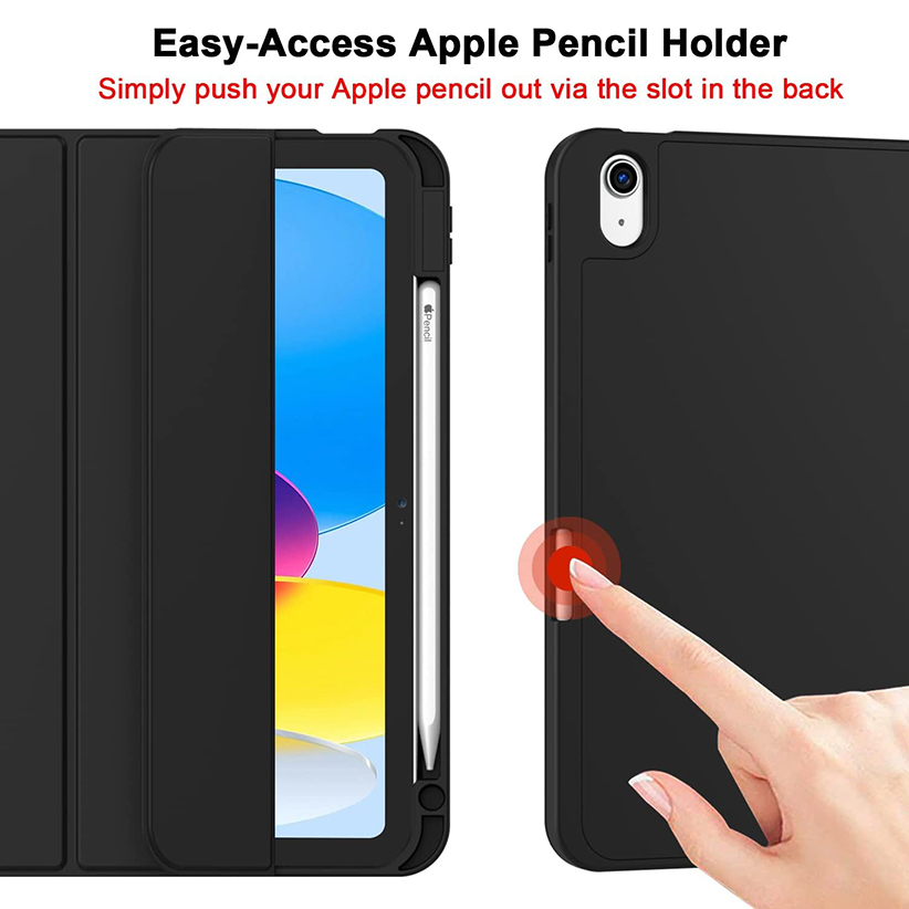 New iPad 10th Generation Case- Smart iPad 10 Case with Soft TPU Back [Pencil Holder/Support Auto Wake/Sleep]